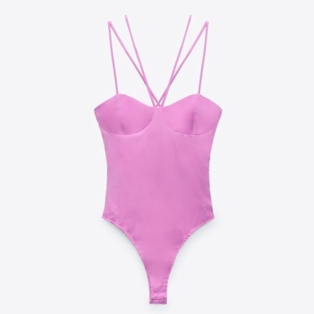 ZARA Satin Snap Crotch Bodysuit